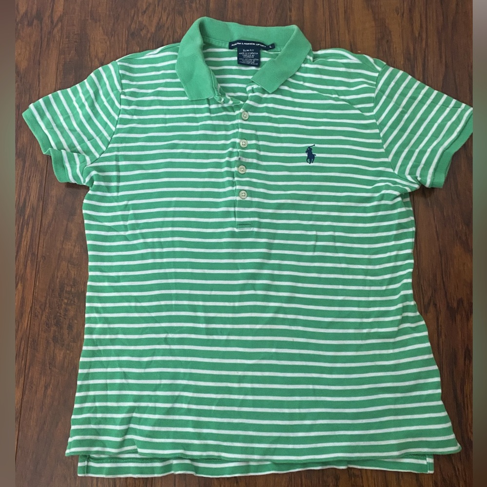 Ralph Lauren Sports Green Striped Polo